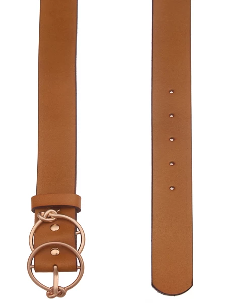 -70% SALE! Leslii Damen-Gürtel Basic Gürtel Doppel-Schließe Knoten In Braun