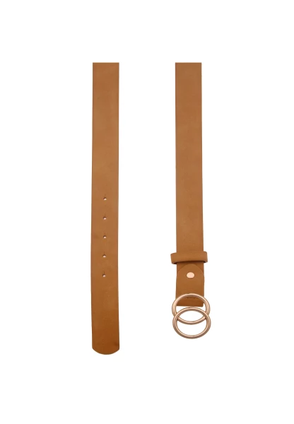 -70% SALE! Leslii Damen-Gürtel Doppel-Ring Hellbrauner Gürtel Classic Braun Gold