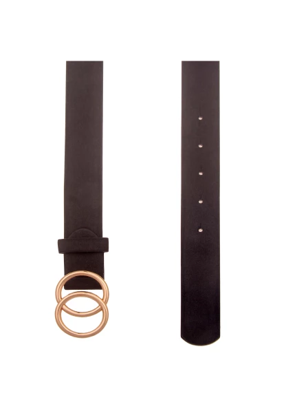 -70% SALE! Leslii Damen-Gürtel Doppel-Ring Schwarzer Gürtel Classic Schwarz Gold