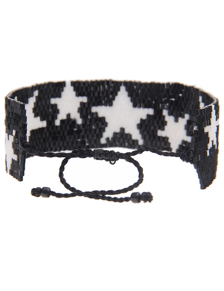 -70% SALELeslii Armband Web-Muster Sterne In Schwarz Weiß