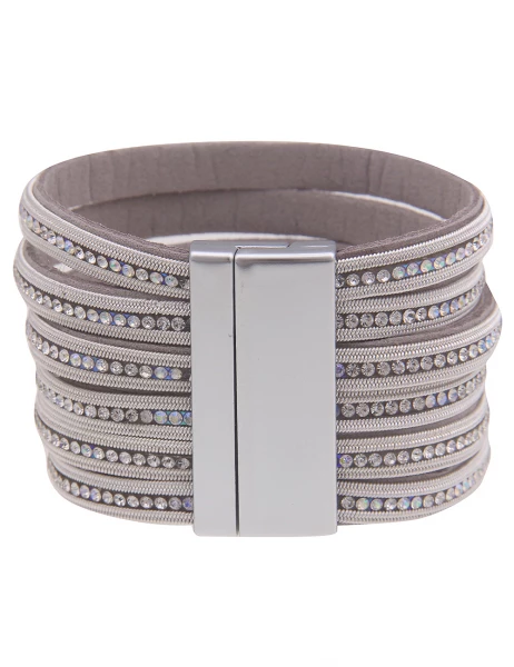 Leslii -50% SALE Armband XXL Glitzer In Silber Weiß