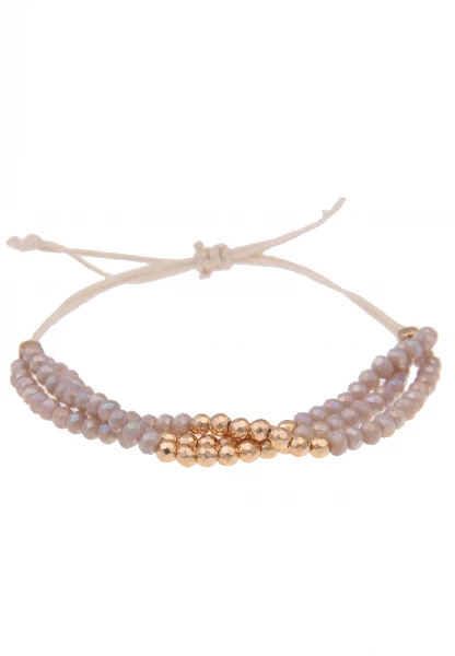 Leslii Armband Glasperlen Style in Taupe Gold