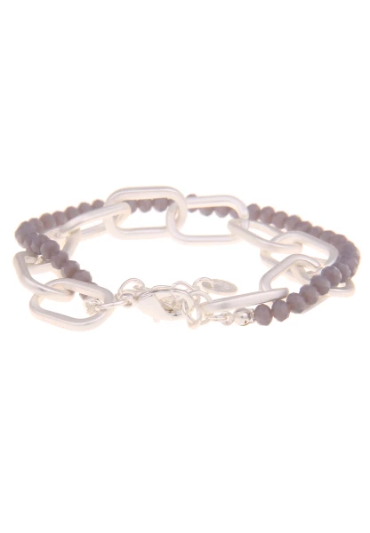 Leslii Armband Glieder Glasperlen In Silber Grau