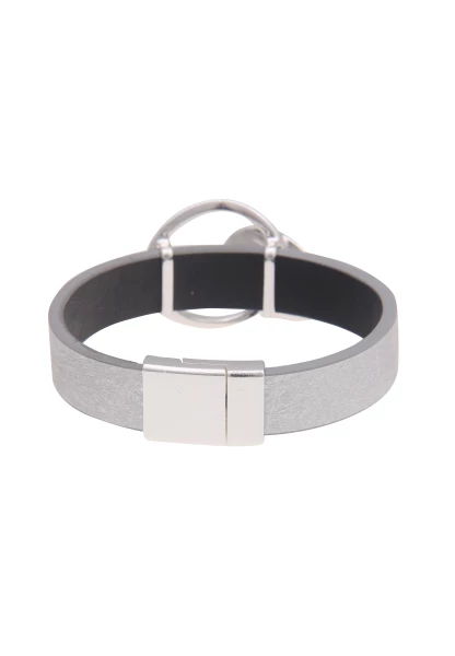 Leslii Armband Grau Ring Metallscheibe