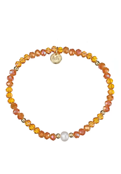 Leslii Armband Kylie Kristall Perle Cognac Braun