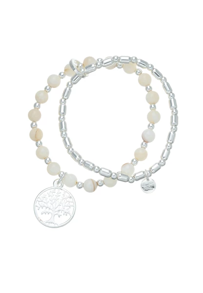 Leslii Armband Lebensbaum Kugeln Silber