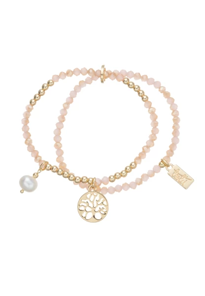 Leslii Armband Lebensbaum Rosa Beige