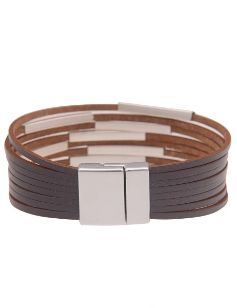 Leslii Armband Lederlook Statement In Grau Silber