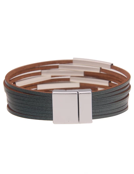 Leslii Armband Lederlook Statement In Grün Silber