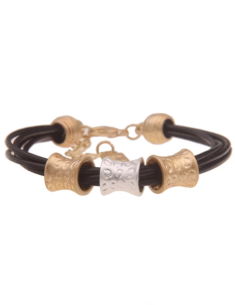Leslii Armband Lisa Statement Bicolor in Schwarz Gold Silber
