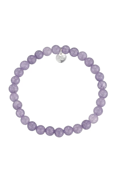 Leslii Armband Natursteine dehnbar Flieder Grau