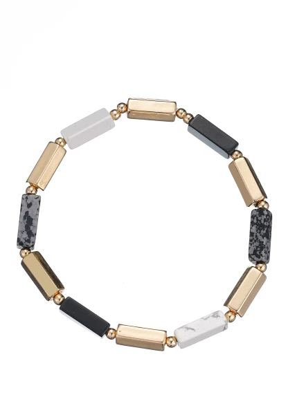 Leslii Armband Set Naturstein Gold