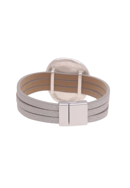 Leslii Armband Statement Glitzer Scheibe In Silber Weiß