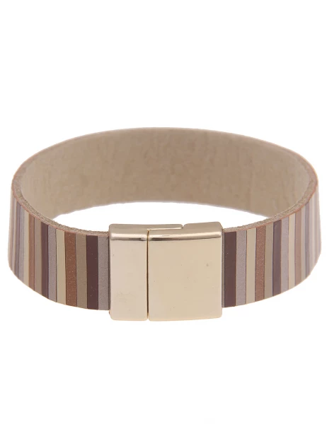Leslii Armband Statement Streifen-Muster In Braun Gold