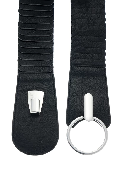 Leslii Breiter Stretch-Gürtel Ringschließe | Schwarz