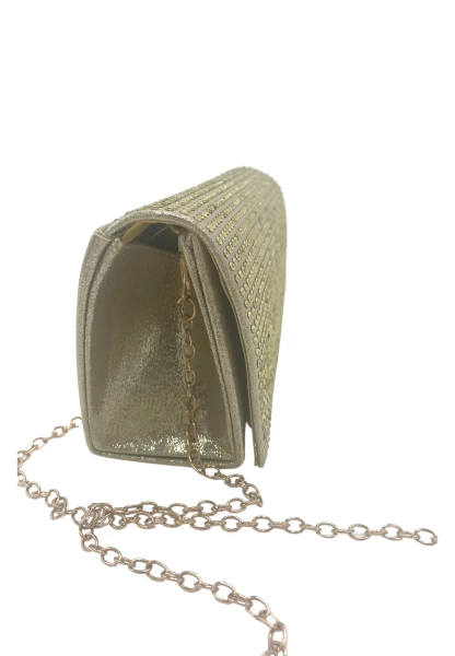 Leslii Clutch Handtasche Glitzer Steinchen In Gold