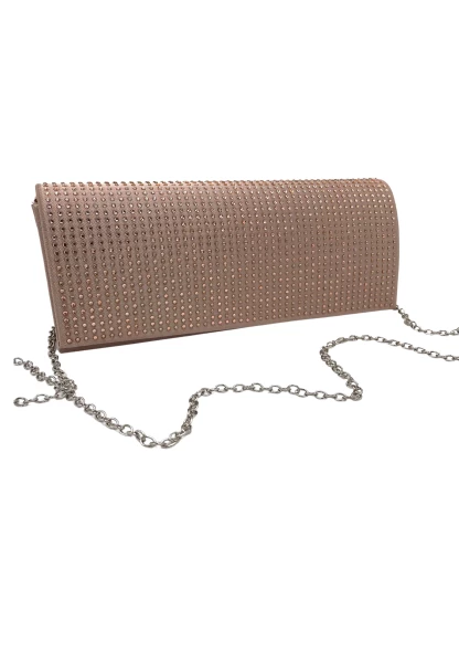 Leslii Clutch Handtasche Glitzer Steinchen In Nude