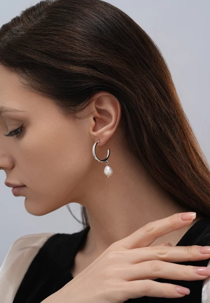 Leslii Creolen Pearls Silber