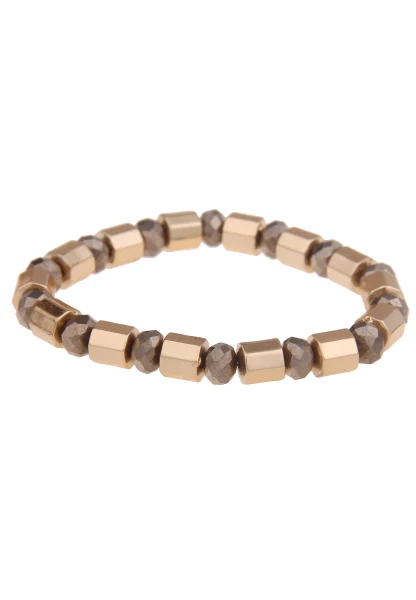 Leslii Damen-Armband 2er-Set Perlen Glasperlen-Armband Modeschmuck-Armband Gold Grau