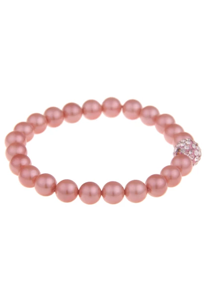 Leslii Damen-Armband Cynthia Perlen-Armband Rosa Perlen Dehnbar Modeschmuck-Armband Rosa