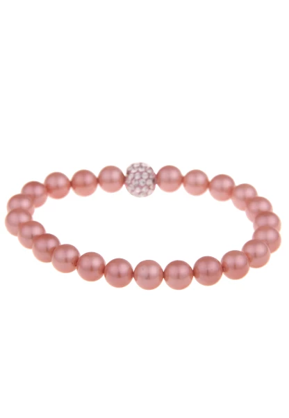Leslii Damen-Armband Cynthia Perlen-Armband Rosa Perlen Dehnbar Modeschmuck-Armband Rosa