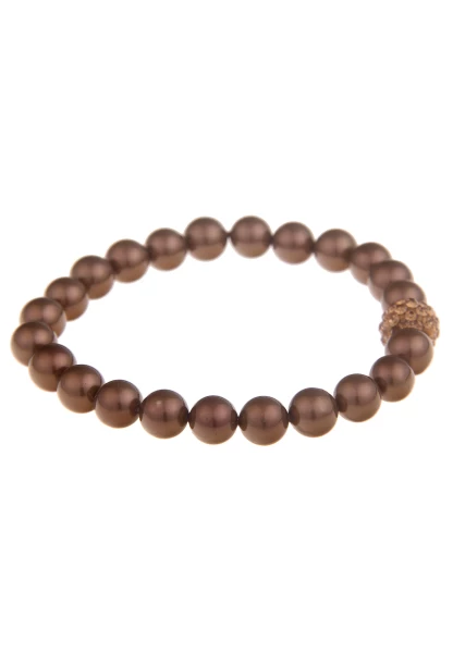 Leslii Damen-Armband Daniela Perlen-Armband Braune Perlen Dehnbar Modeschmuck-Armband Braun