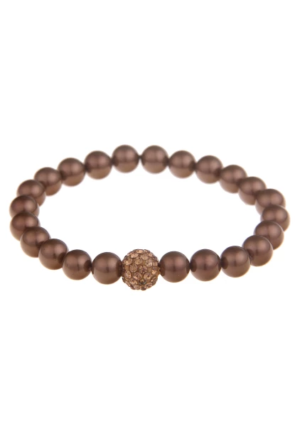 Leslii Damen-Armband Daniela Perlen-Armband Braune Perlen Dehnbar Modeschmuck-Armband Braun