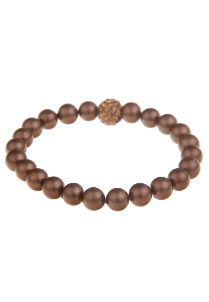 Leslii Damen-Armband Daniela Perlen-Armband Braune Perlen Dehnbar Modeschmuck-Armband Braun