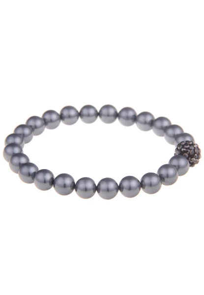 Leslii Damen-Armband Evelyn Perlen-Armband Graue Perlen Dehnbar Modeschmuck-Armband Grau