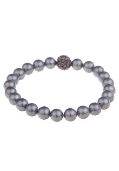 Leslii Damen-Armband Evelyn Perlen-Armband Graue Perlen Dehnbar Modeschmuck-Armband Grau