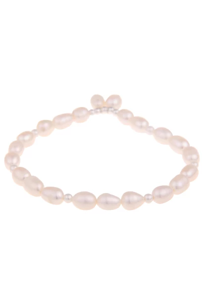 Leslii Damen-Armband Hella Weißes Perlen-Armband Echte Süßwasserzucht-Perlen Armschmuck Weiß