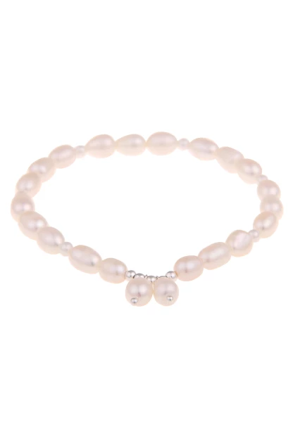Leslii Damen-Armband Hella weißes Perlen-Armband echte Süßwasserzucht-Perlen Armschmuck Weiß