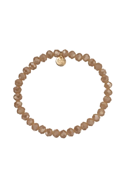 Leslii Damen-Armband Kate Kristall Glasperlen dehnbar Beige