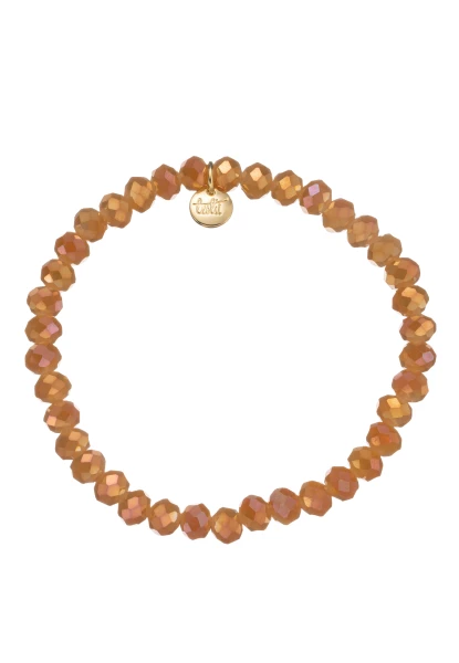 Leslii Damen-Armband Kate Kristall Glasperlen dehnbar Cognac Braun