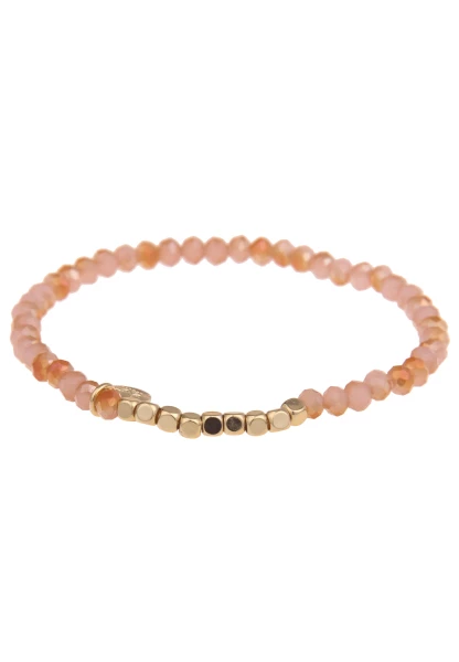 Leslii Damen-Armband Kayla Kristall Glasperlen-Armband Modeschmuck-Armband dehnbar Braun Rosa