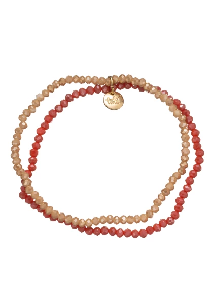 Leslii Damen-Armband Kelly Kristall Glasperlen-Armband dehnbar Beige Braun