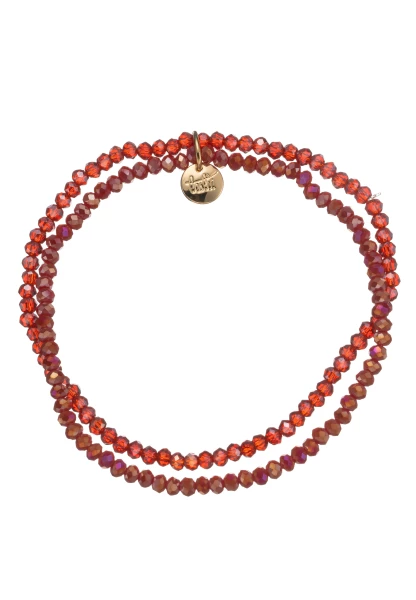 Leslii Damen-Armband Kelly Kristall Glasperlen dehnbar Rot