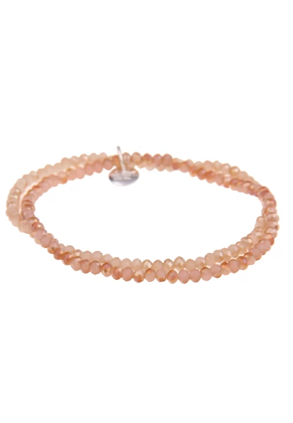 Leslii Damen-Armband Kelly Kristall Glasperlen dehnbar Braun Beige