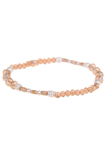 Leslii Damen-Armband Kiara Kristall Glasperlen-Armband Modeschmuck-Armband Dehnbar Braun