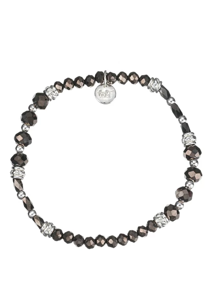 Leslii Damen-Armband Kiara Kristall Glasperlen dehnbar Schwarz