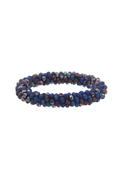 Leslii Damen-Armband Klara Kristallkorn dehnbar Glasperlen in Blau