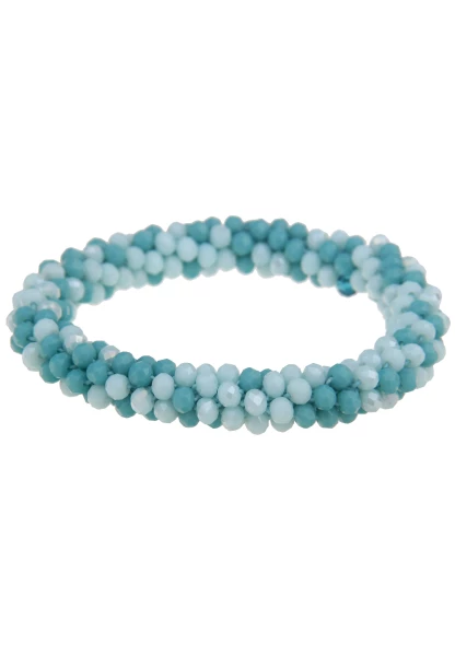 Leslii Damen-Armband Klara Kristallkorn Glasperlen-Armband Modeschmuck-Armband Dehnbar Blau