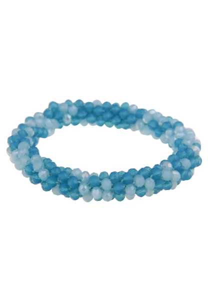 Leslii Damen-Armband Klara Kristallkorn Glasperlen-Armband Modeschmuck-Armband Dehnbar Türkis