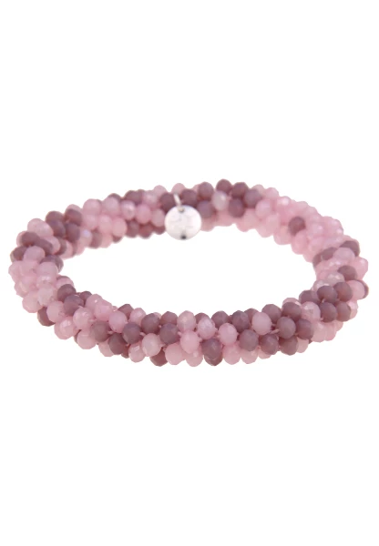 Leslii Damen-Armband Klara Kristallkorn Glasperlen-Armband Modeschmuck-Armband Dehnbar Rosa Lila
