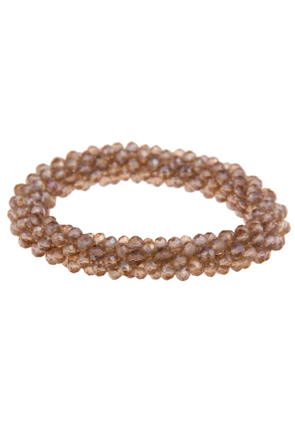 Leslii Damen-Armband Klara Kristallkorn Glasperlen-Armband Modeschmuck-Armband Dehnbar Braun