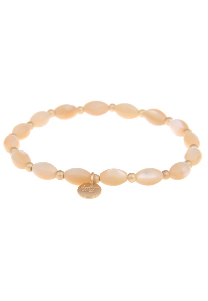 Leslii Damen-Armband Perlmutt Natur-Armschmuck Modeschmuck-Armband Gold Beige