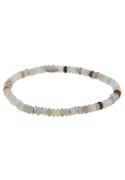 Leslii Damen-Armband Valencia Natursteine grünes Stein-Armband Modeschmuck-Armband Silber Mint