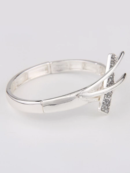 Leslii Damen-Armband Yvonne Statement-Armband Glitzer Armreif Modeschmuck-Armband Silber