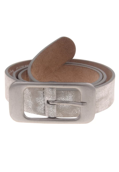 Leslii Damen-Gürtel Basic Statement-Schließe Silberfarbener Gürtel Uni Breite 3cm Silber Metallic