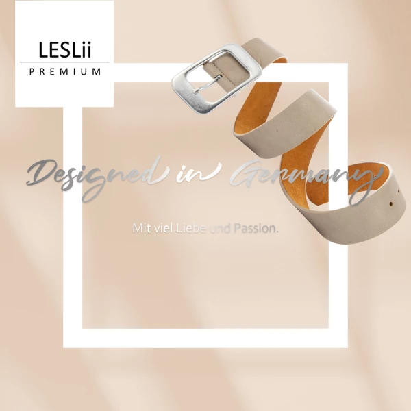 Leslii Damen-Gürtel Basic Statement-Schnalle Breiter Gürtel Uni Breite 4cm Taupe Silber